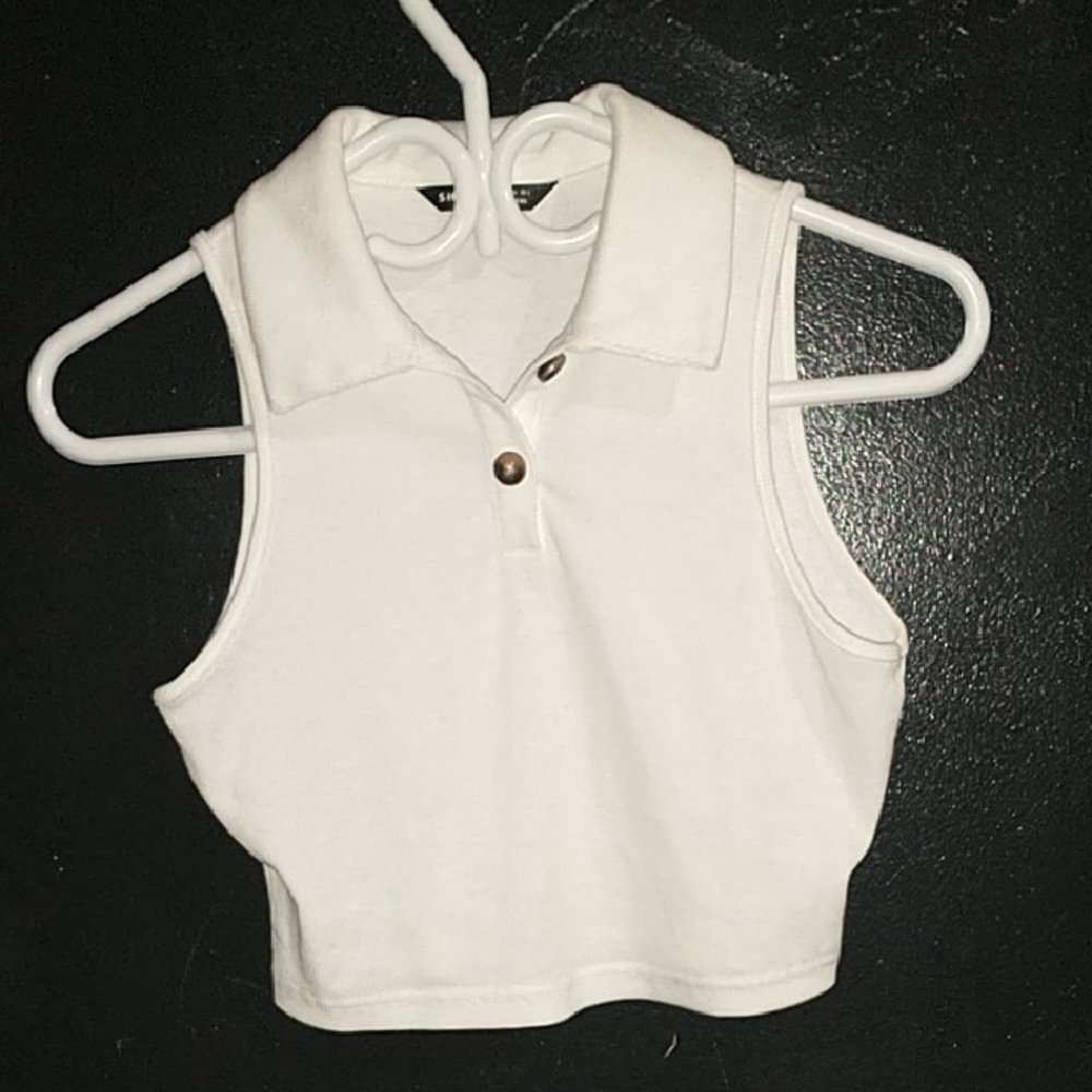 SHEIN White Crop Top with Collar